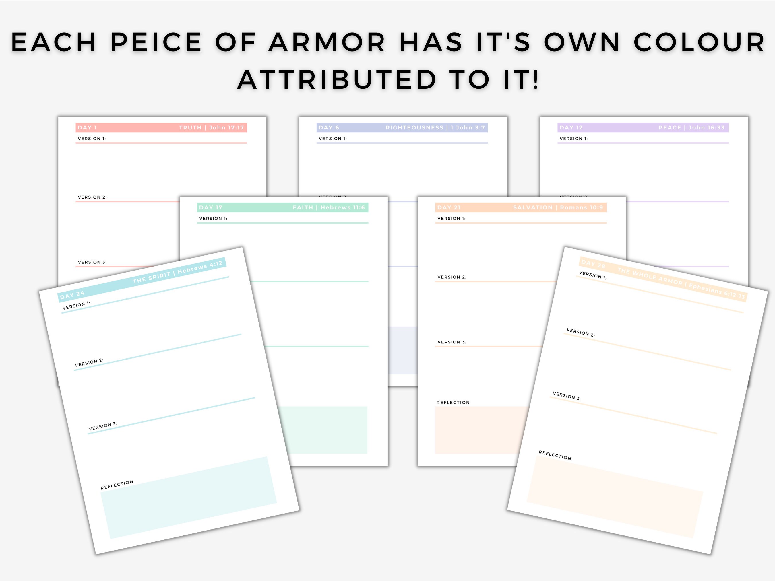 Armor of God Scripture Writing Printable 30 Day Bible Plan - Etsy Nederland