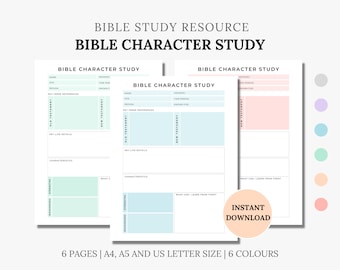 Bibel-Charakter-Zusammenfassung druckbare, Bibel-Studien-Notizen, Studie Gottes Wort, Schrift-Ressourcen, Glaubens-Planer-Einlagen, tägliche Hingabe-Zeit