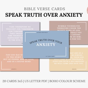 Tarjetas de versículos bíblicos de ansiedad imprimibles, recursos de estudio bíblico, tarjetas de versículos de memoria, Escrituras diarias, confianza en el Señor, versículos bíblicos, Palabra de Dios