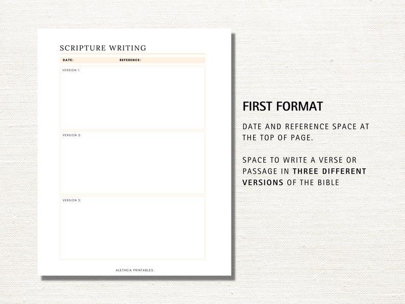 Scripture Writing Pages: Bible Study Journal (digital Download) - Etsy
