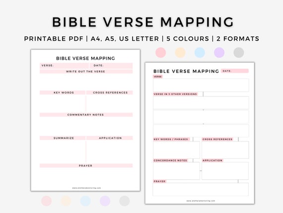 Bible Verse Mapping Printable Worksheet Bible Study Note - Etsy