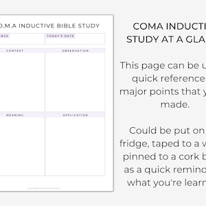 COMA Inductive Bible Study Guide Printable, In-depth Scripture ...