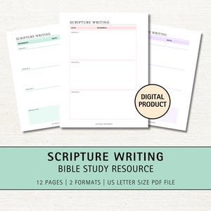 Scripture Writing Blank Pages Printable, Bible Study Resource, Bible Memory Verse Journal, Daily Devotion, Christian Printable