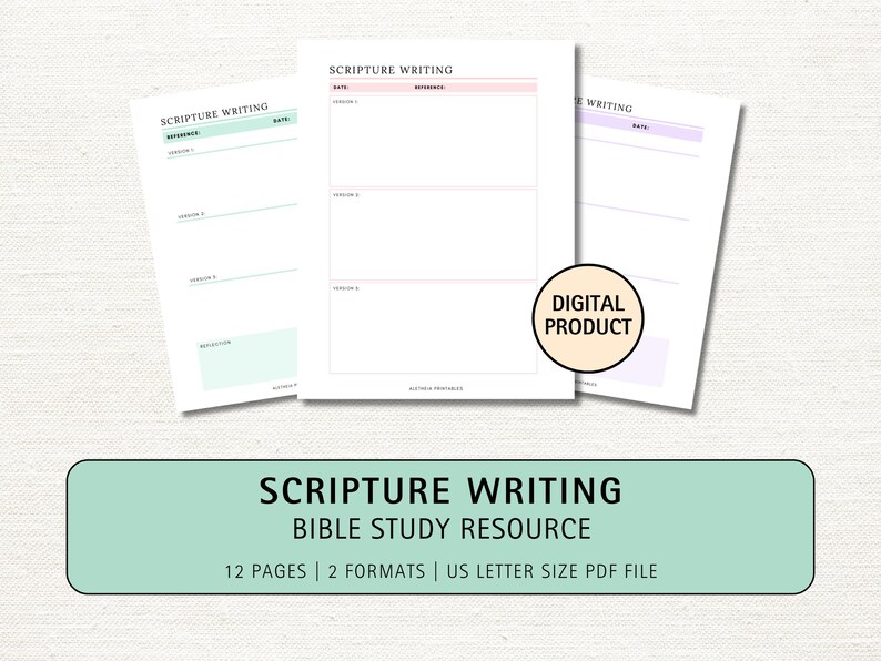 Scripture Writing Pages: Bible Study Journal (digital Download) - Etsy