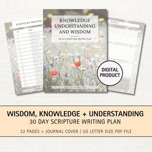 Wisdom Knowledge and Understanding Scripture Writing Printable, Bible Study Template, Bible Memory Verse Journal, Christian Daily Devotional
