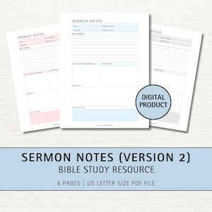 Sermon Summary Notes Printable Template, Sunday Sermon Church Notes, Christian Printable, Faith Based Guide, Bible Study