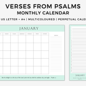 Psalm KJV Bible Verse Printable Faith Monthly Calendar, Scripture ...