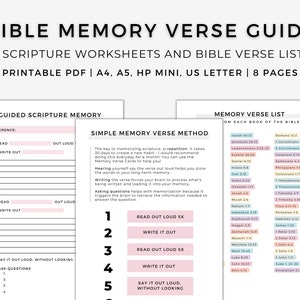 Bible Memory Verse Method Printable, Scripture Memorization, Bible Study Tools, Write Scripture, Faith Binder, Instant Download