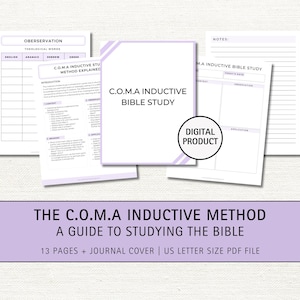 COMA Inductive Bible Study Guide Printable, Christian Faith Journal, How to Study the Bible Worksheets, Scripture Journal Notes