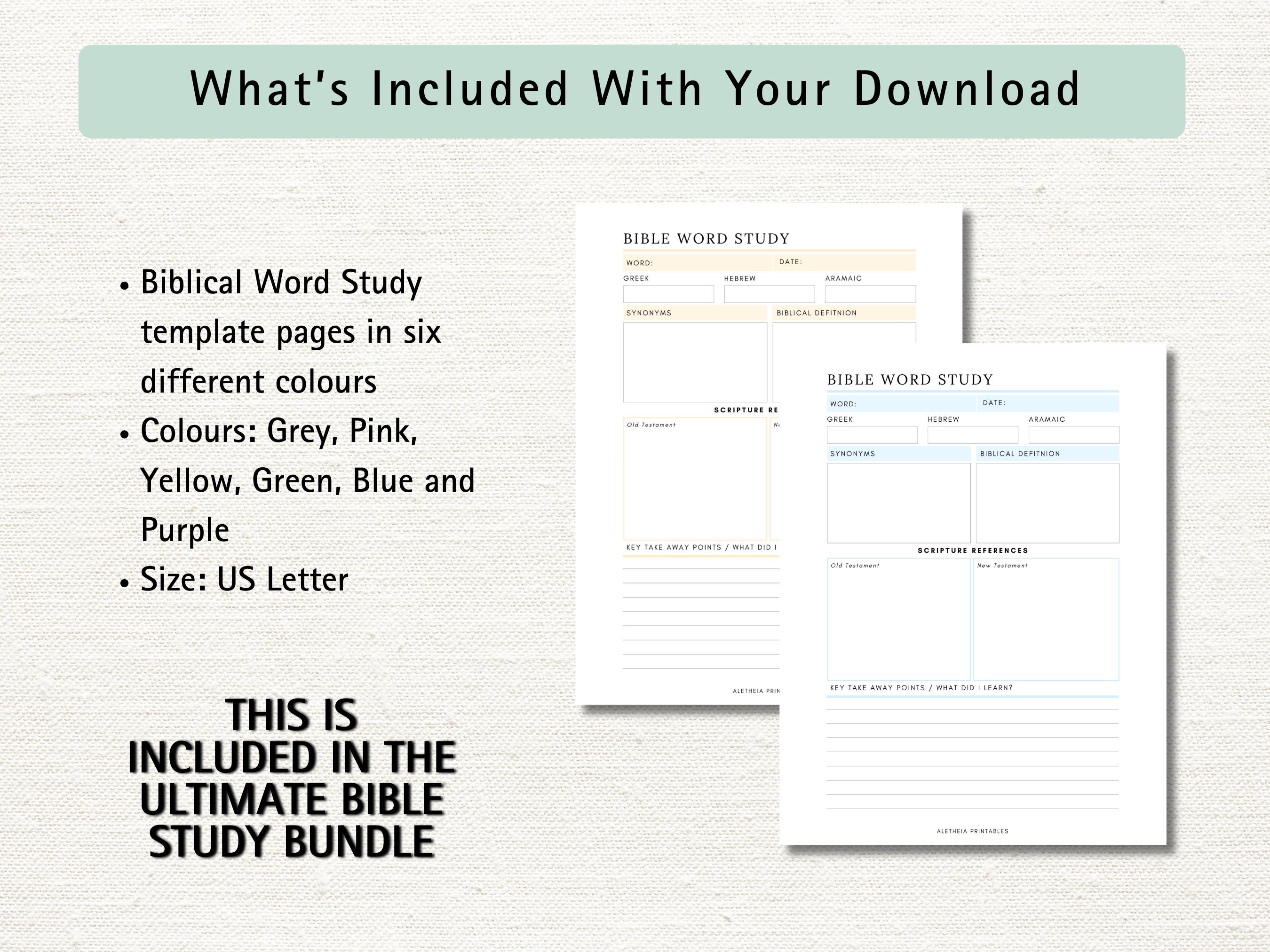 Bible Word Study Template: Scripture Study Notes (digital Download) - Etsy