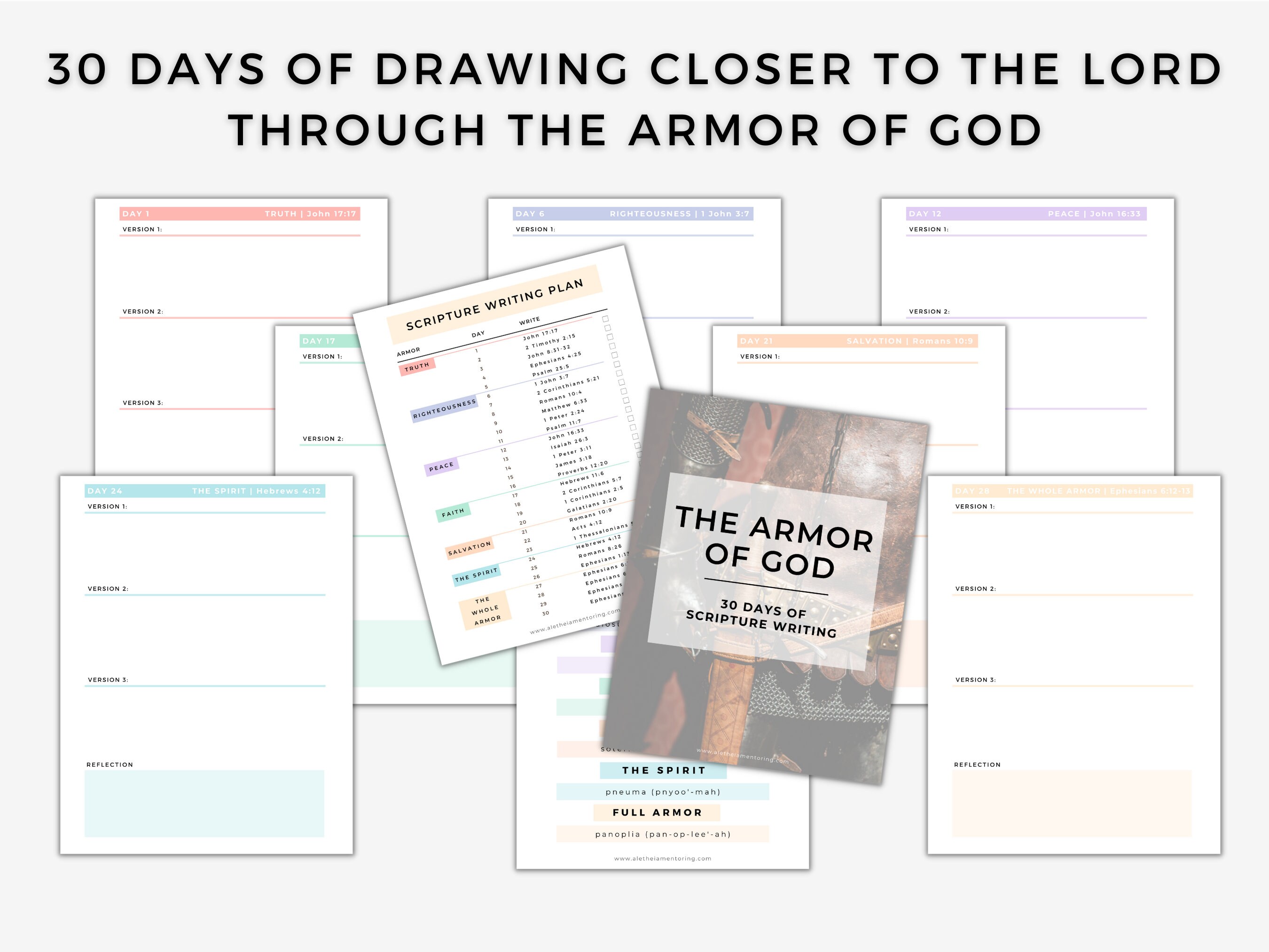 Armor of God Scripture Writing Printable 30 Day Bible Plan - Etsy Nederland