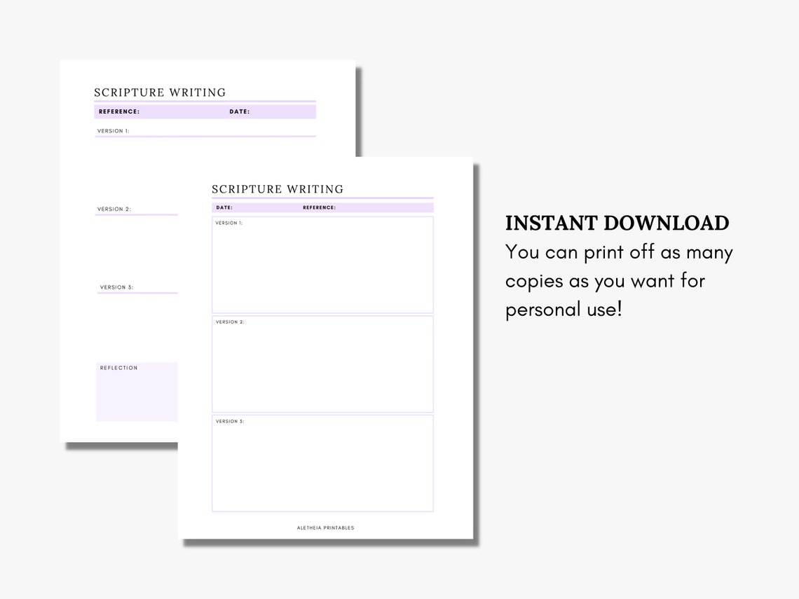 Scripture writing blank pages printable bible study resource bible