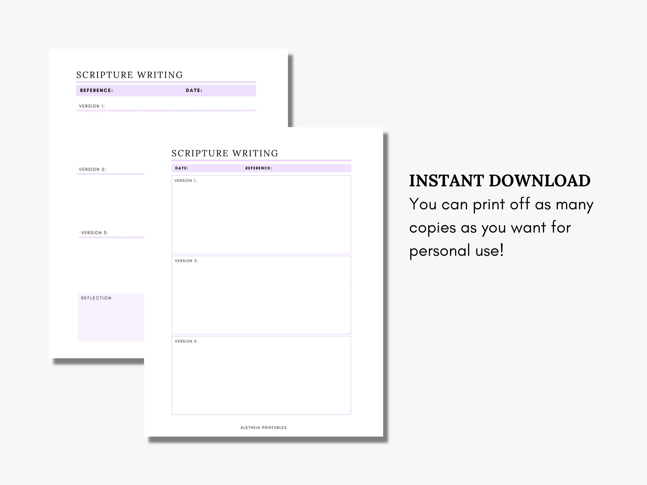 Scripture Writing Blank Pages Printable, Bible Study Resource, Bible ...