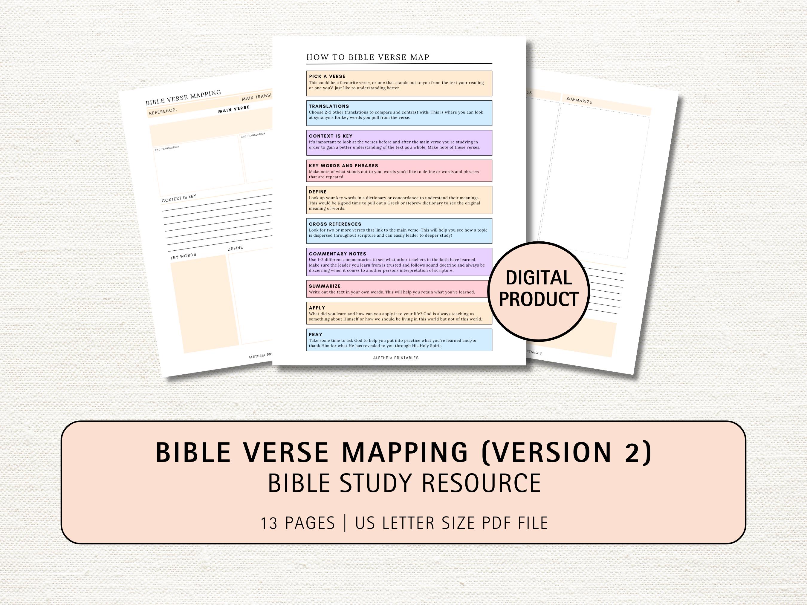 Bible Verse Mapping Guide: Inductive Scripture Study Template (digital ...