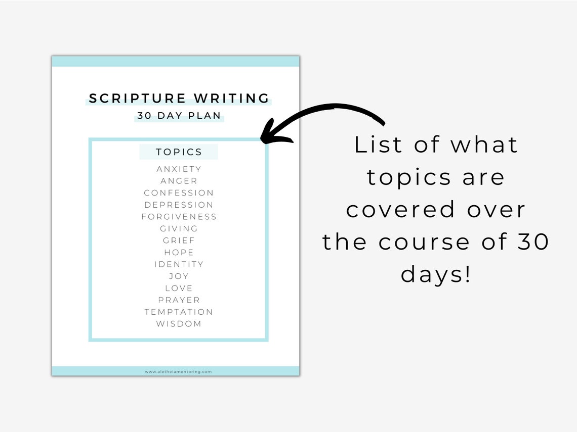 Scripture Writing 30 Day Plan Printable, Christian Health Topics ...
