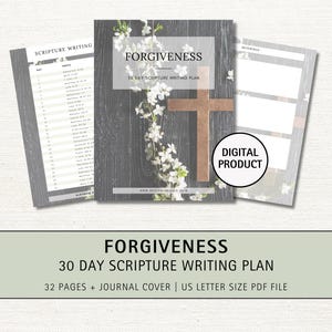 Forgiveness Scripture Writing Plan Printable, Bible Memory Verse Journal, Daily Devotion, Scripture Memorization, Bible Study Journal