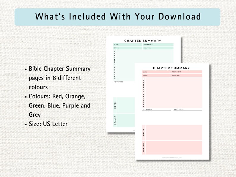 Bible Chapter Summary Printable Template, Bible Study Notes, Christian ...