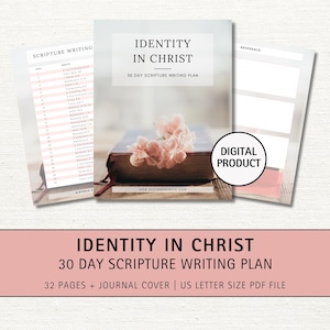 Identity in Christ Scripture Writing Plan Printable, Who I Am In Christ, Bible Study Journal, Scripture Memory Verse, Daily Devotional
