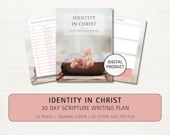 Identity in Christ Scripture Writing Plan Printable, Who I Am In Christ, Bible Study Journal, Scripture Memory Verse, Daily Devotional