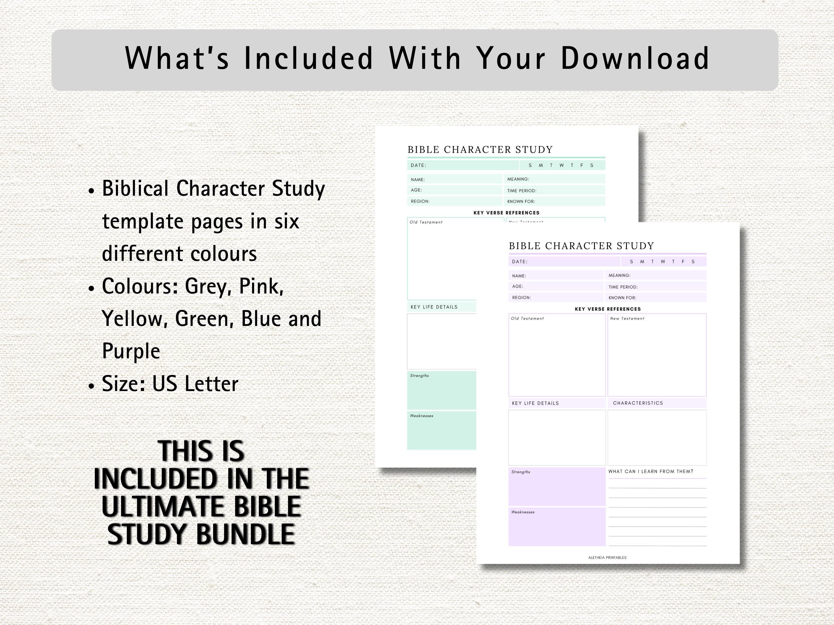 Bible Character Study Printable: Christian Study Notes (digital ...