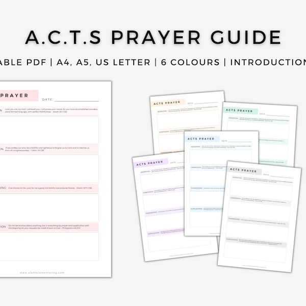 ACTS Prayer Guide Printable, Bible Study Prayer Time, Daily Devotion, Faith Planner, Faith Journal Instant Download