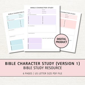 Bible Character Study Printable Template, Bible Study Notes, Bible Study Guide, Christian Printable, Faith Based