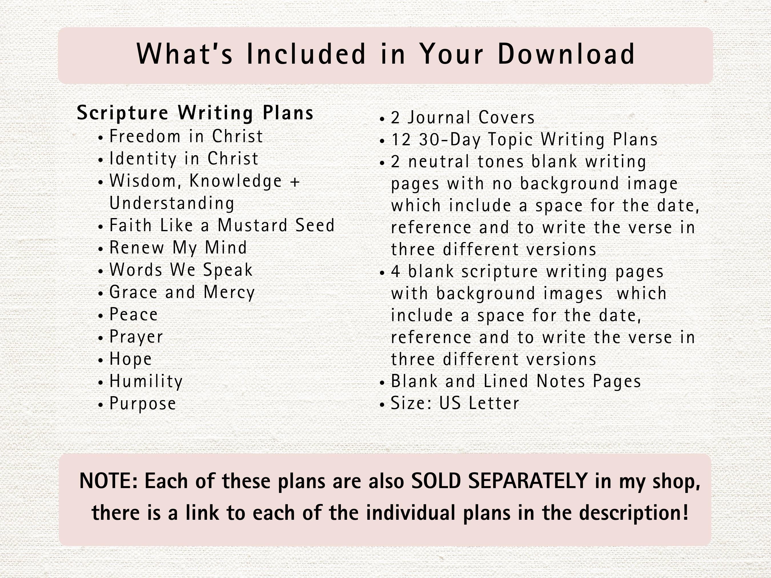 12 Month Scripture Writing Plan Bundle One: Bible Study Journal ...