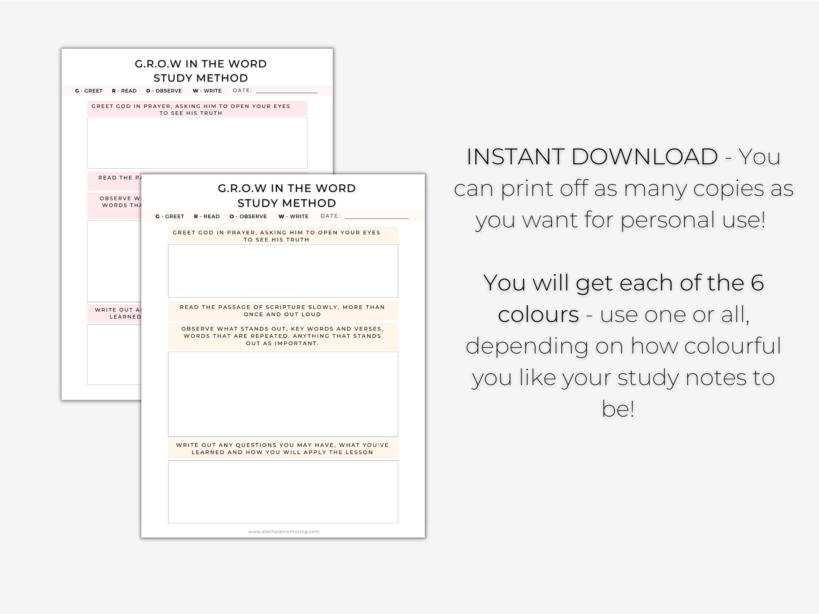 Printable GROW in the Word Bible Study Worksheets, Beginner Bible Tools ...