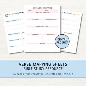 Bible Verse Mapping Printable Worksheet, Bible Study Note Template, Faith Binder, Scripture Memory, Bible Verse Journal, Christian Printable