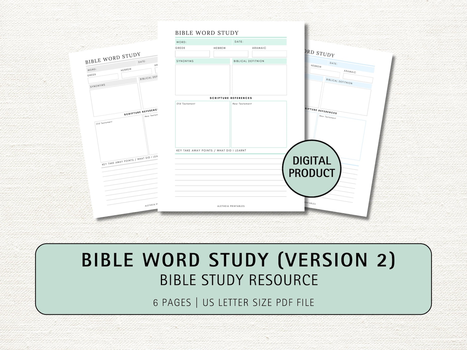 Bible Word Study Template: Scripture Study Notes (digital Download) - Etsy