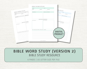 Bible Word Study Template: Scripture Study Notes (Digital Download)