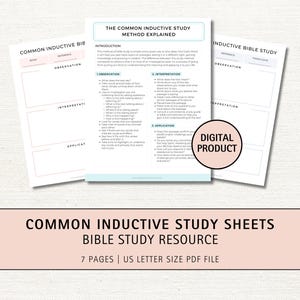Inductive Bible Study Worksheets, Christian Printable Bible Study, Scripture Journaling, Guided Faith Template, Scripture Study Notes