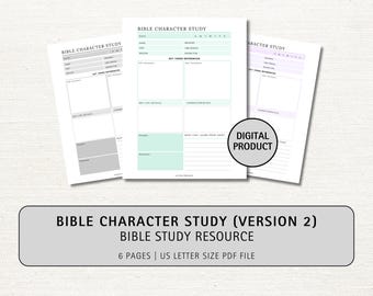 Bible Character Study Printable: Christian Study Notes (Digital Download)