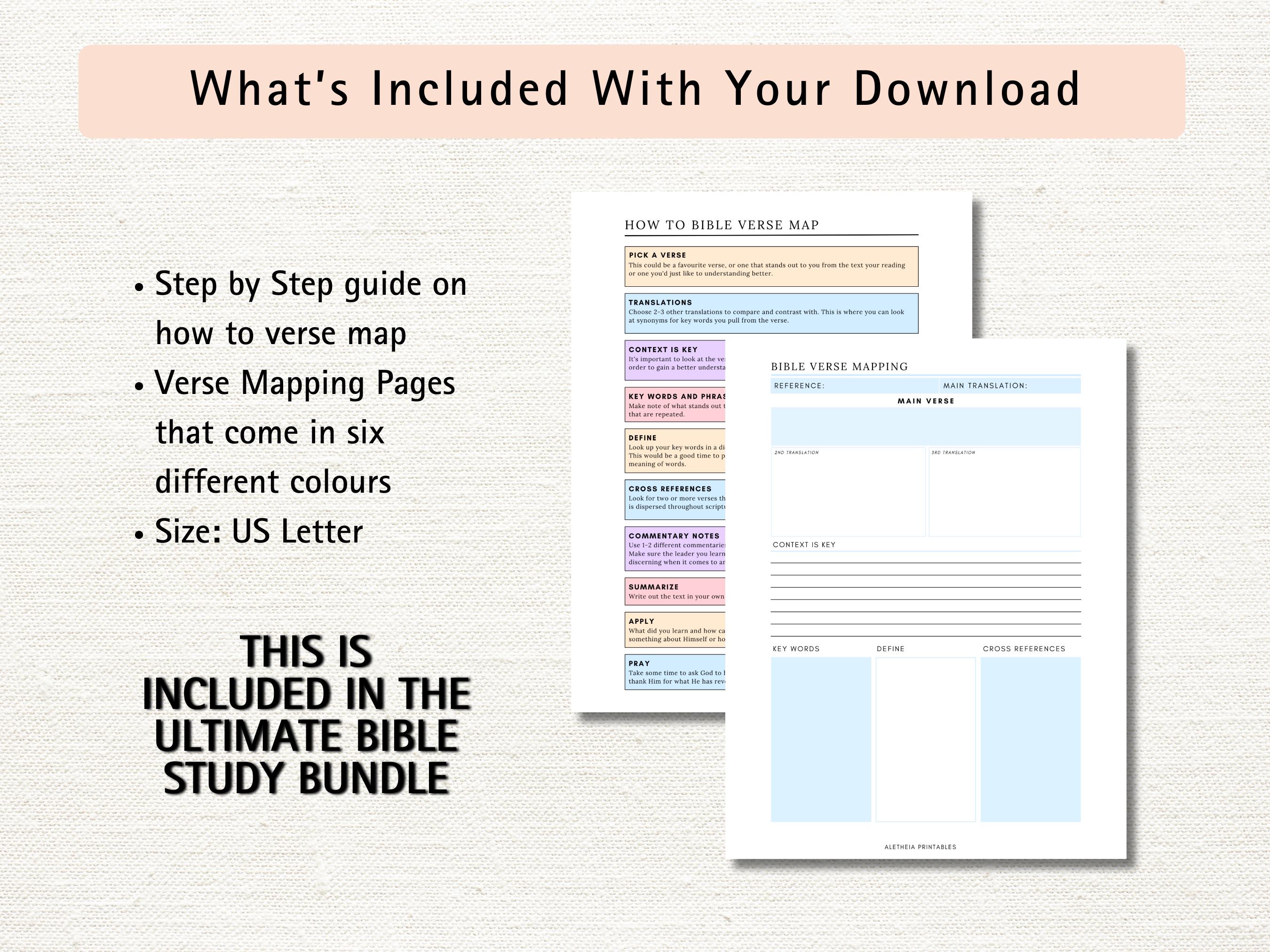 Bible Verse Mapping Guide: Inductive Scripture Study Template (digital ...