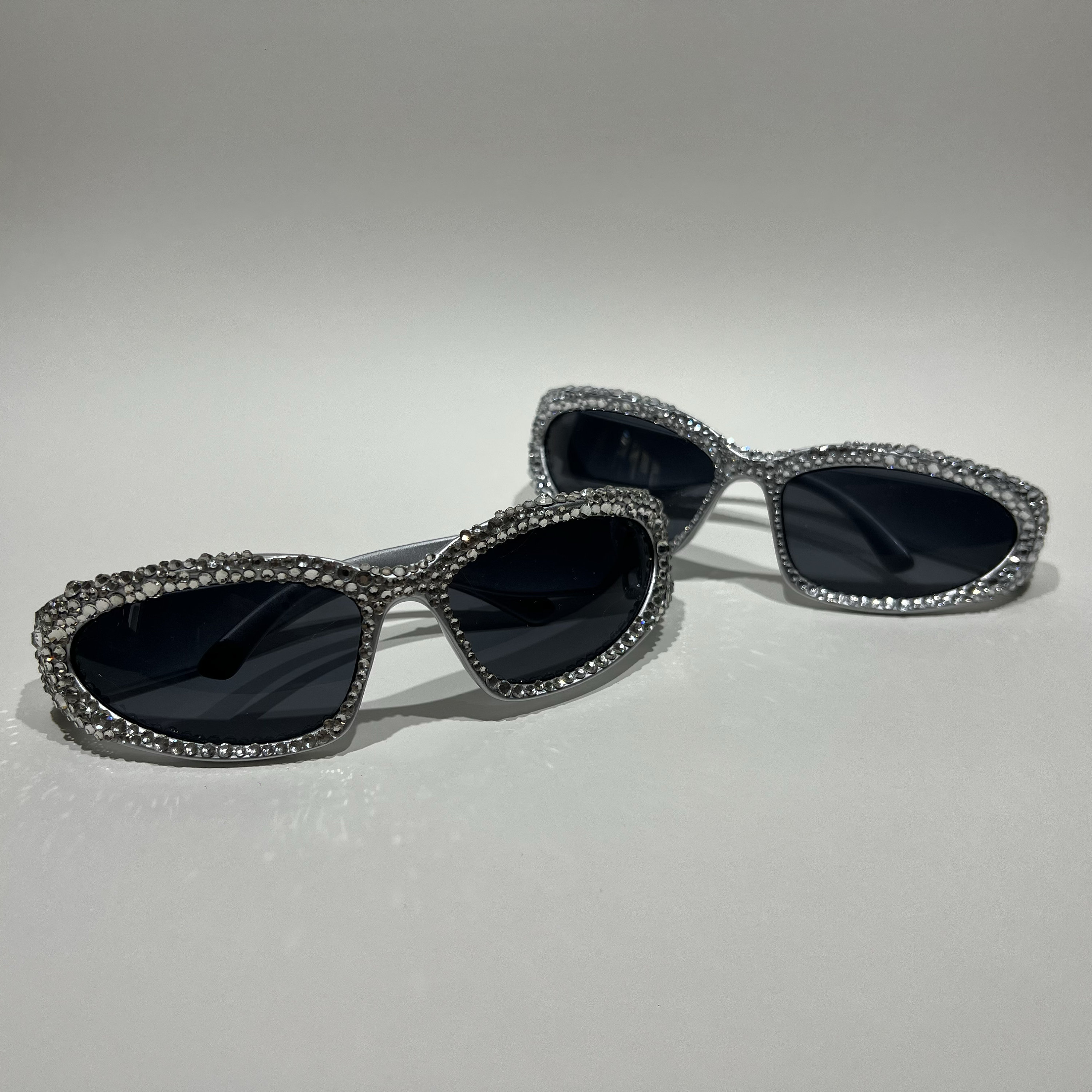 Neiman Marcus Future Rhinestone Unisex Bling Crystal Sunglasses Pink and Green Bling Sunglasses | Square Sunglasses With  main image 3