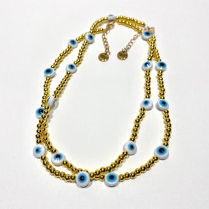 GOLD EVIL EYE || beaded choker necklace