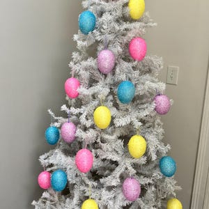 Giant Glitter Easter Egg- Easter Egg Tree Ornament- Easter Decoration- Easter Wreath Attachment-Home Decor-5.5” x 3.5”
