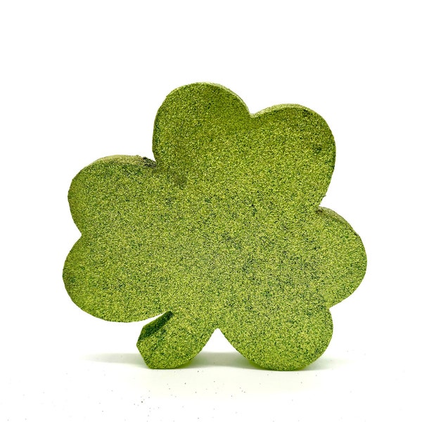 Light Green Wooden Glitter Shamrock- St. Patrick’s Day- 3 Leaf Clover - Wreath Supplies- Free-Standing Mantle Decorations Front Door Decor-