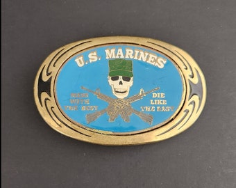 Solid Brass US Marines Belt Buckle 1983