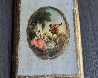 Vintage Wooden Art Baroque Musician Serenading Garden Handmade in Italy