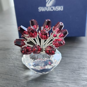 Swarovski Red Roses in a Crystal Vase