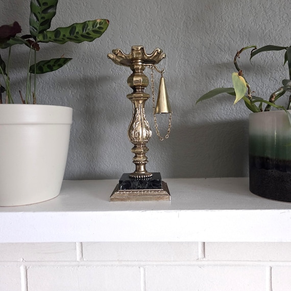 Vintage Dilly Candle Holder with Snuffer: Italian Marble Base