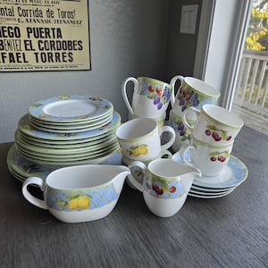 Mikasa Optima Fruit Rapture Y4001 Dinnerware Replacement Pieces – Vintage Porcelain Plates, Cups, Soup Plates