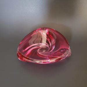 Cranberry Glass Candy Bowl | Artist Signed | Val St Lambert | MCM Vintage