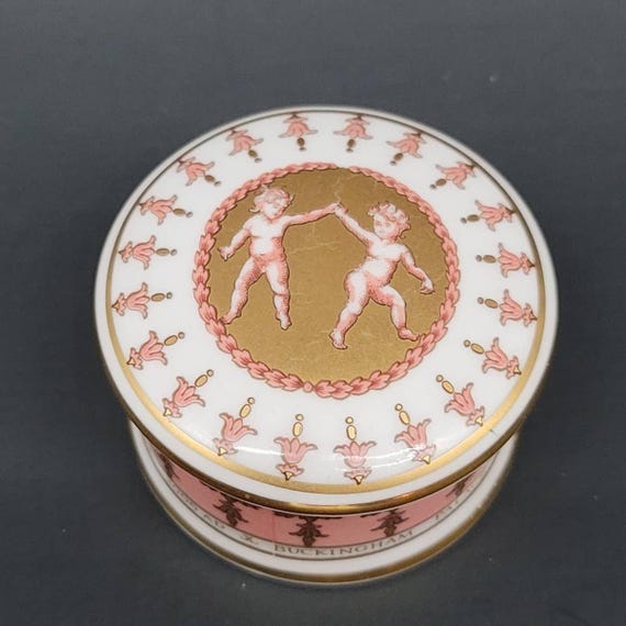 Buckingham Palace Porcelain Trinket Box – Pink Cherub Design, Royal Keepsake