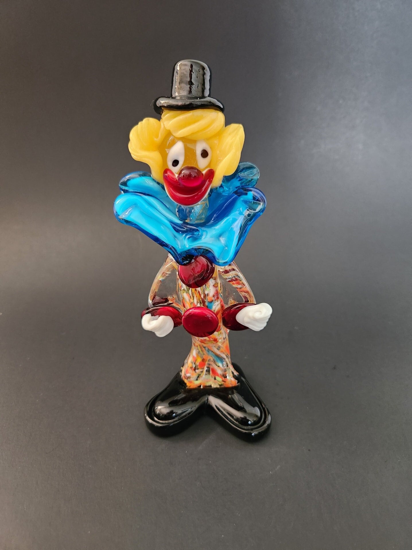 Vintage Glass Clown Figurine Top Hat Red Buttons Etsy