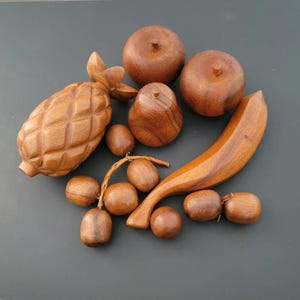Mid Century Table Decoration | Wooden Fruit MCM | Kitchen Accents