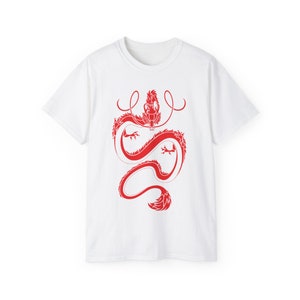 Eastern Dragon (Red) Medium Fabric T-shirt