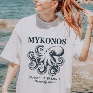 Mykonos Octopus Comfort Colors T-Shirt: Greek Island Travel Tee
