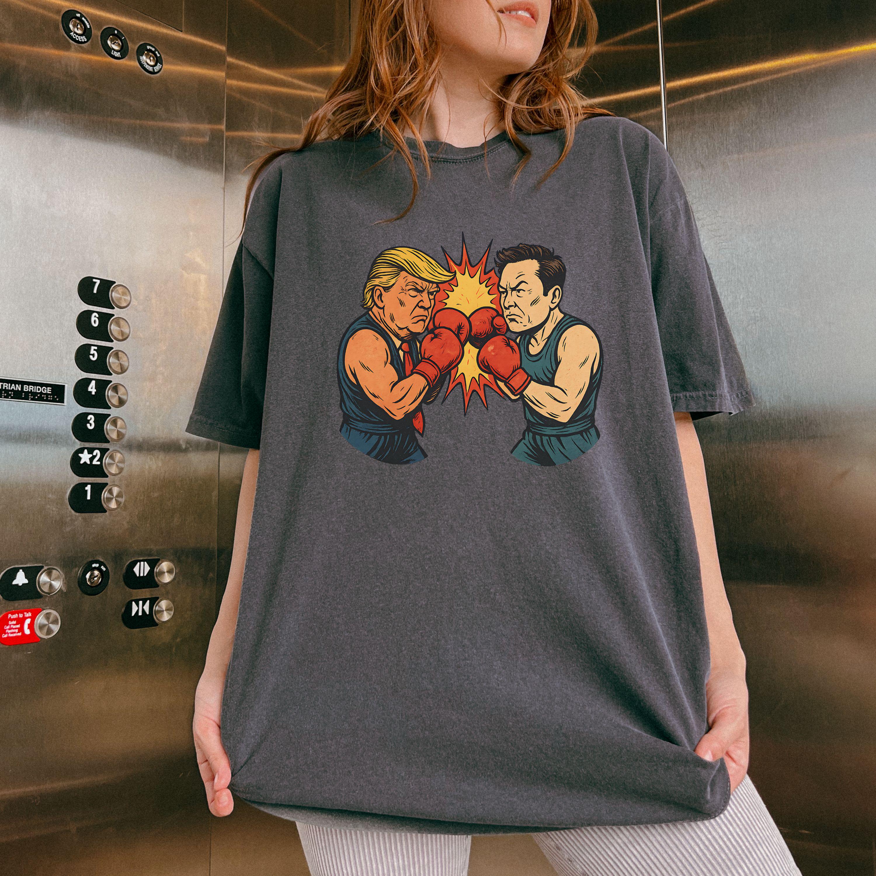 Shirt Trump vs Musk trendy vintage Elon Musk Donald Trump T-shirt 2025 Battle Political End of Bromance T-shirt, shirt retro bokswedstrijdstijl